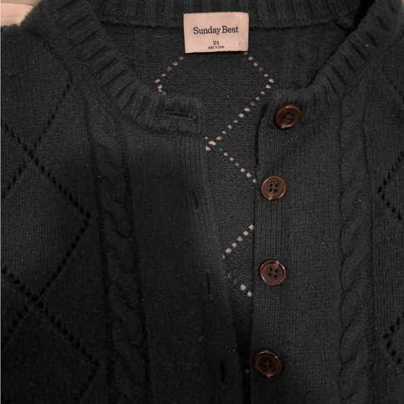 Sunday Best Dark Teal Cable Knit Cardigan - Picture 2 of 3